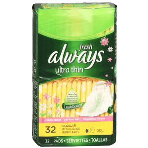 Always Fresh Ultra Thin Pads with Flexi Wings - 32 ct (6 PACK)